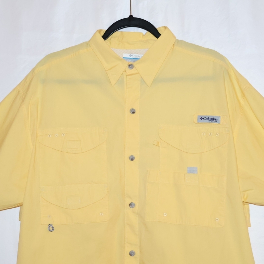 Columbia Men's PFG Bahama II Short Sleeve Buttery Yellow Fishing Shirt. - Picture 2 of 10
